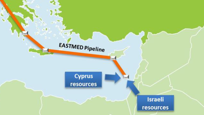 East Med route (Map credit: Depa)