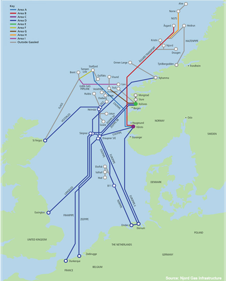 Gassled pipeline and terminals system (Source: Njord Gas Infrastructure)