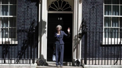 Theresa May outside 10, Downing St (Credit: BBC)