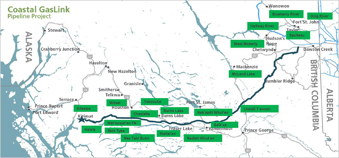 CGL route, with participating First Nations