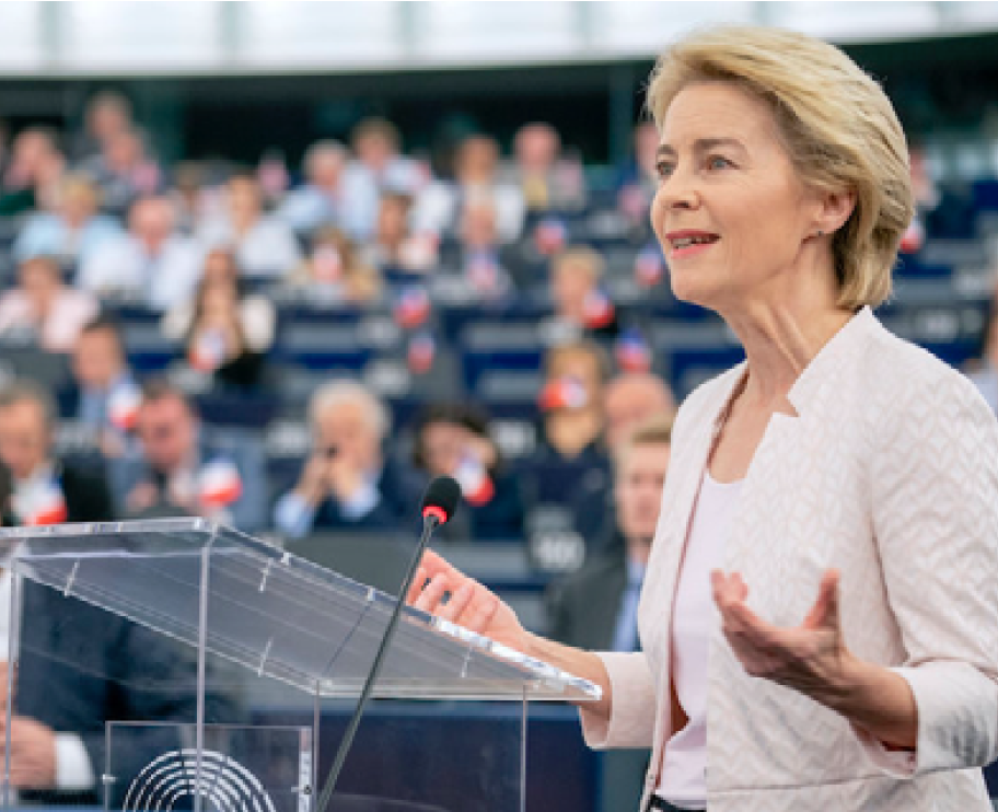 Ursula von der Leyen addressing the European Parliament  Source: Climate Home News