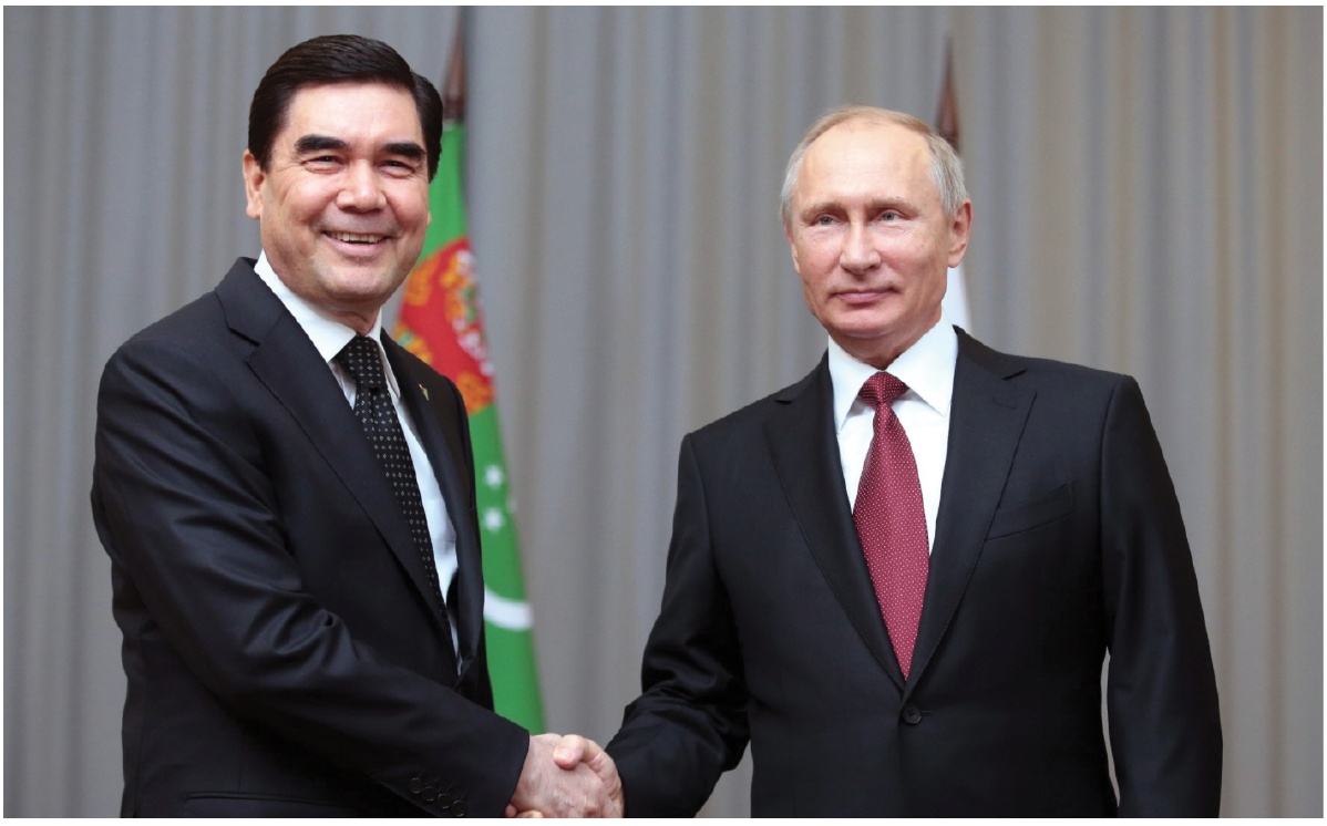 Gurbanguly Berdimukhamedov, president of Turkmenistan and Vladimir Putin, president of Russia