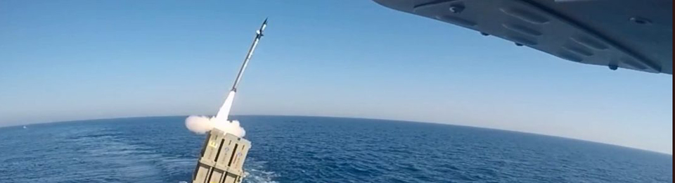 A shipborne Iron Dome anti-rocket system launching an anti rocket missile (IDF)