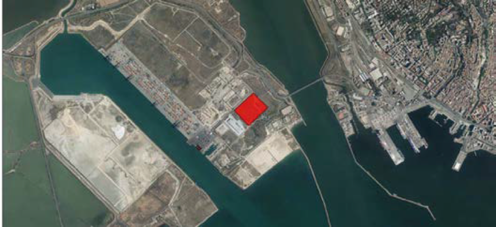 Red area denotes terminal location (Photo credit: IsGas)